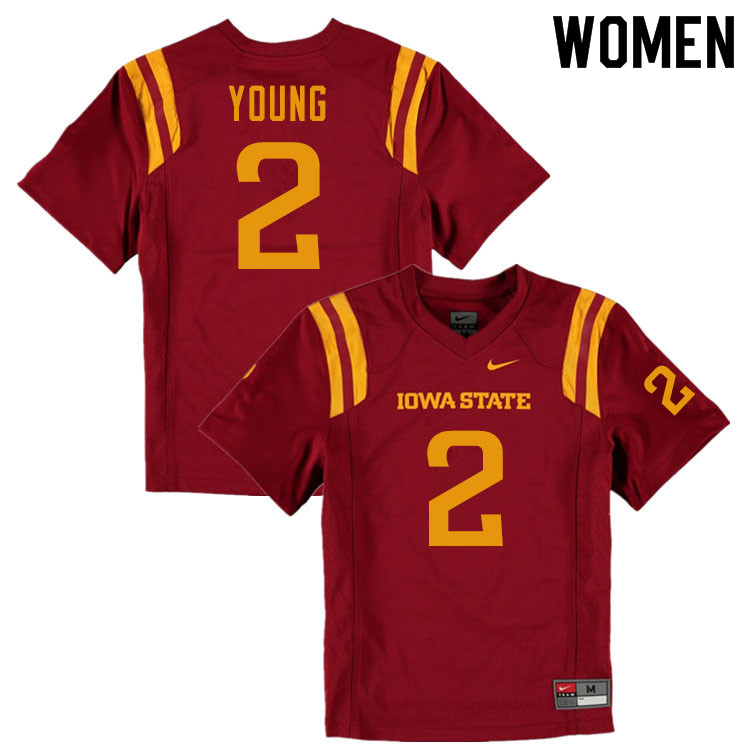 Women #2 Datrone Young Iowa State Cyclones College Football Jerseys Sale-Cardinal - Click Image to Close